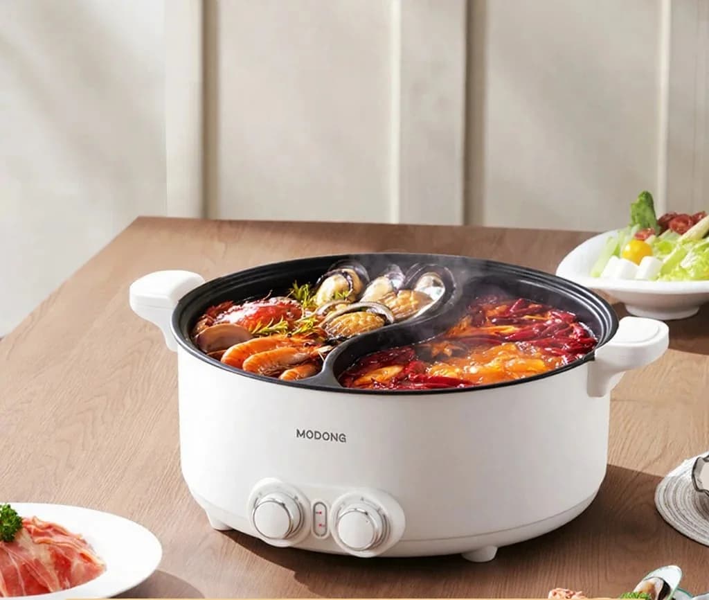 7 L kaksivyöhykkeinen sähköinen hot pot, erillisellä lämpötilansäädöllä