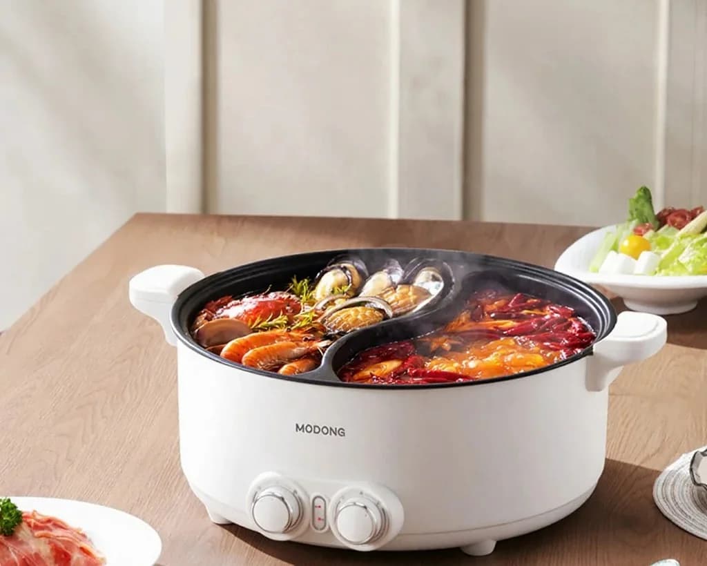 8 L sähköinen kaksialueinen hot pot säädettävällä lämpötilalla