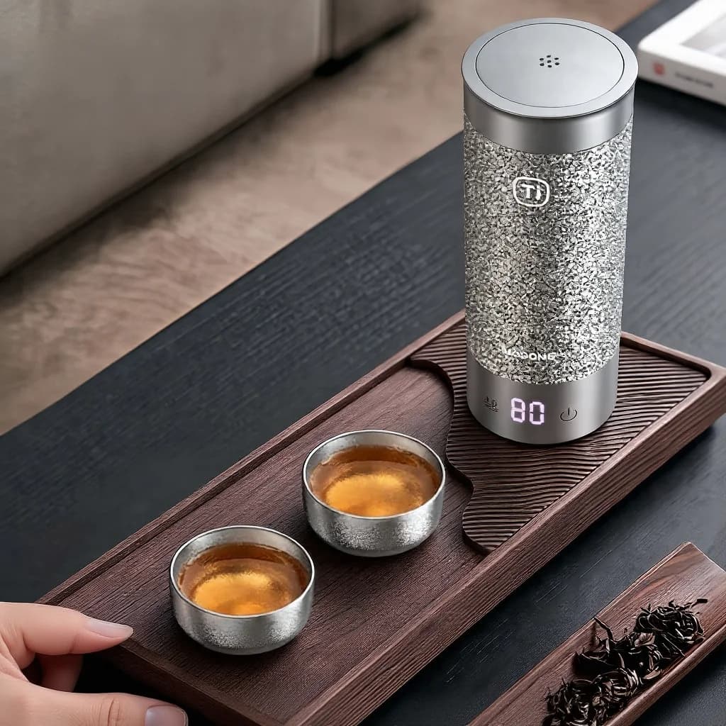 Puhtaan titaanin Gongfu-teekuppisetti 55 ml, käsintehty, viimeistelemätön