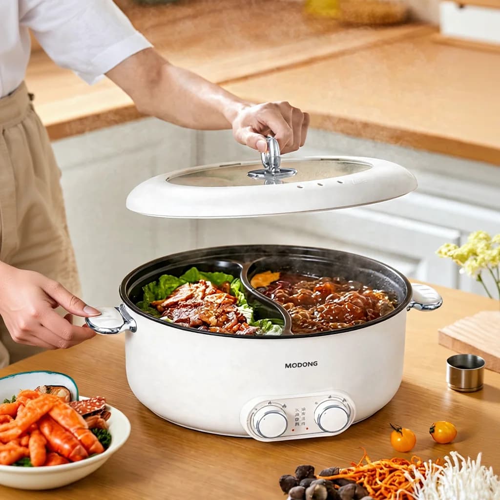 Kaksoisohjauksella varustettu sähköinen hot pot -kattila 6L, suuri tilavuus, tarttumaton