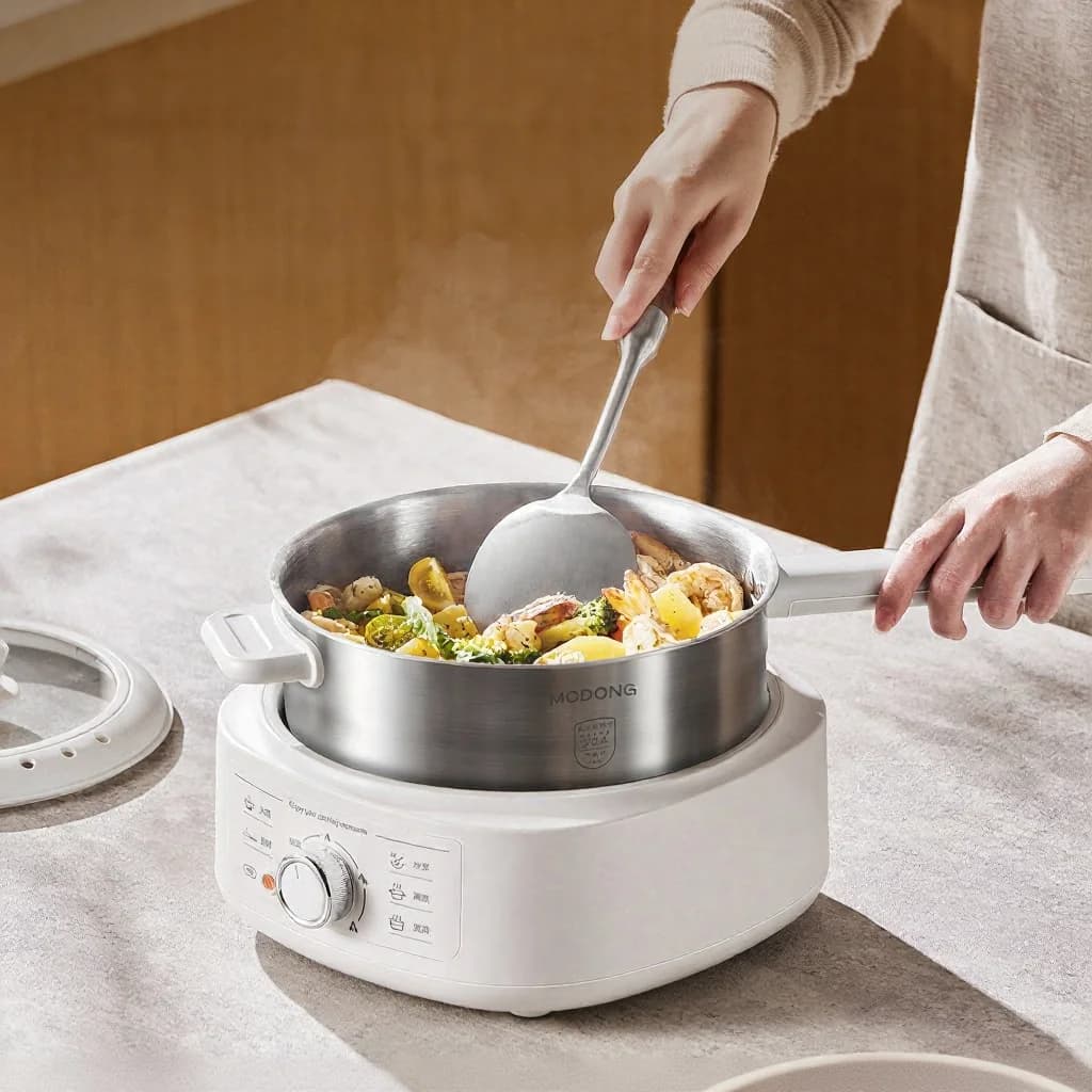 Ruostumaton teräs sähköinen hot pot -kattila höyryttimellä, 3L, 220V