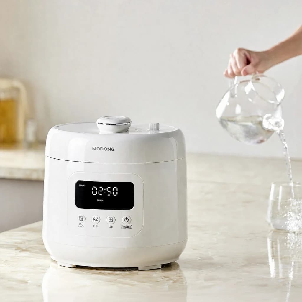4L sähköinen painekeitin keraamisella sisäkattilalla, 800W, 17–24 h ajastin