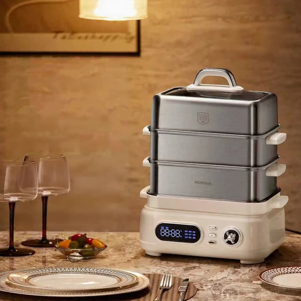 Sähköinen ruostumattomasta teräksestä valmistettu 3-tasoinen höyrykeitin 18L 220V 1500W