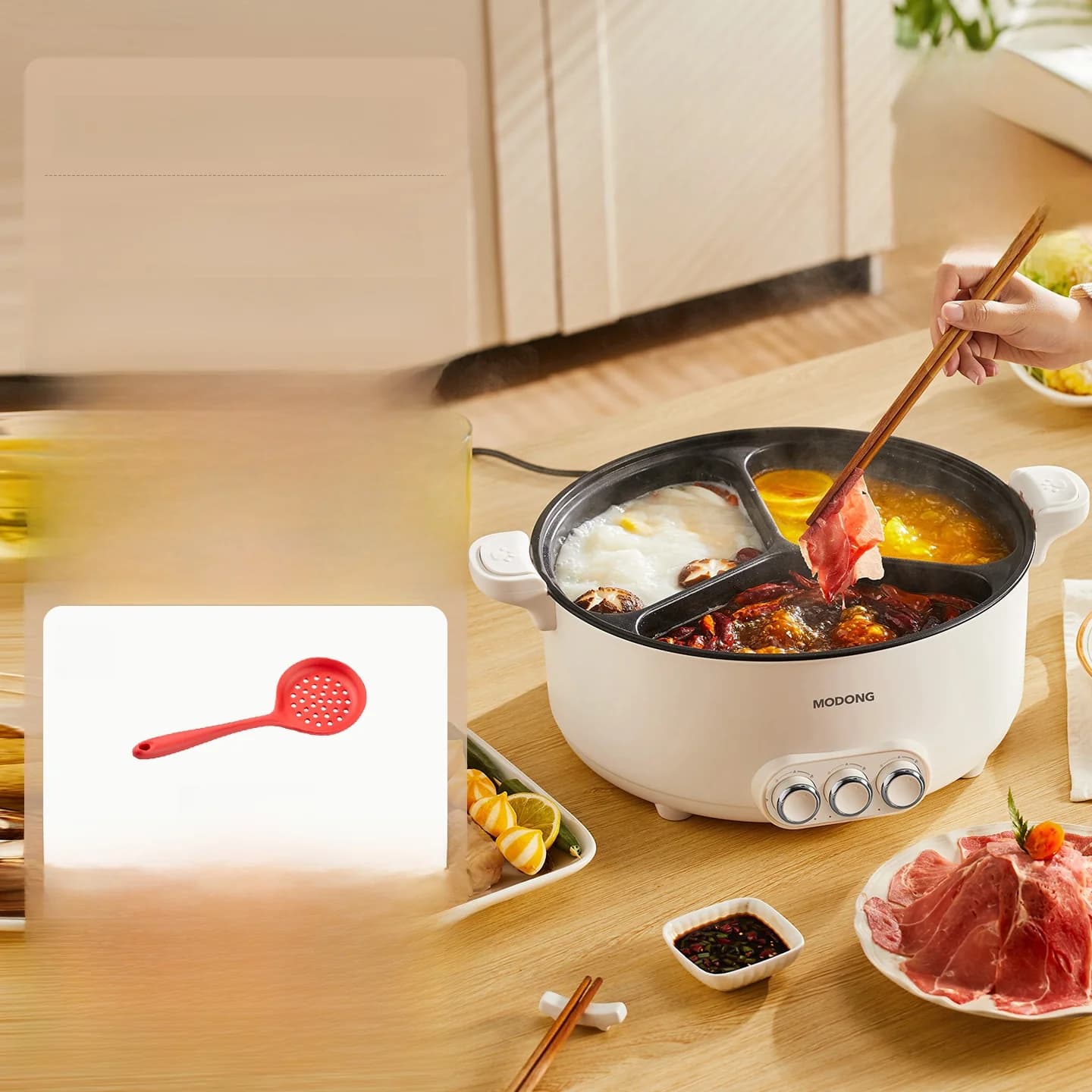 Sähköinen hot pot -jakajapata 6L-8L, 220V, 5-6 hengelle