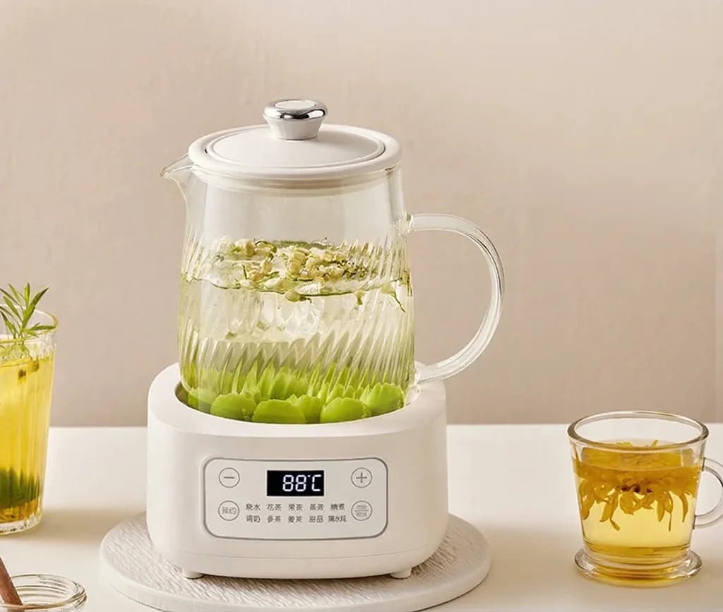 Lasinen sähköinen terveyskeitin 1-1.5L kosketusohjauksella teehen