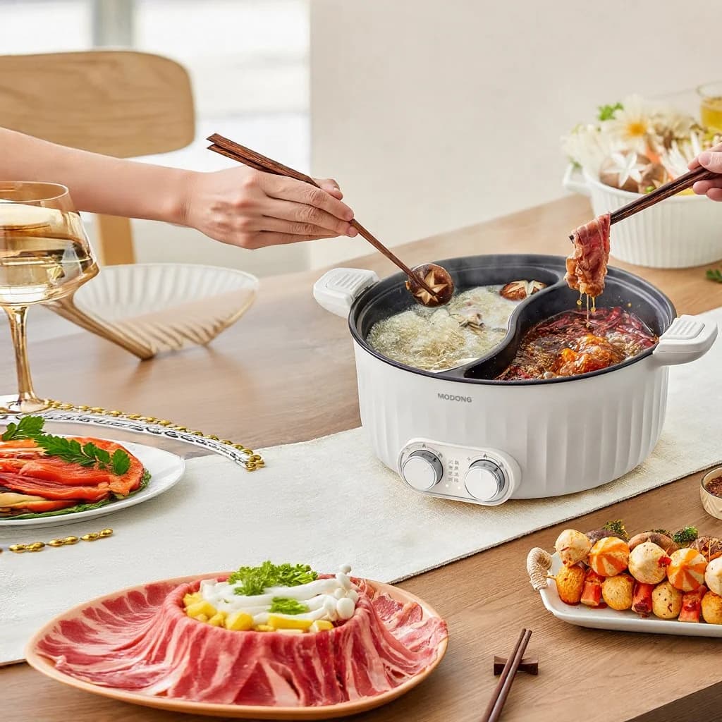 7 L kaksivyöhykkeinen sähköinen hot pot, erillisellä lämpötilansäädöllä