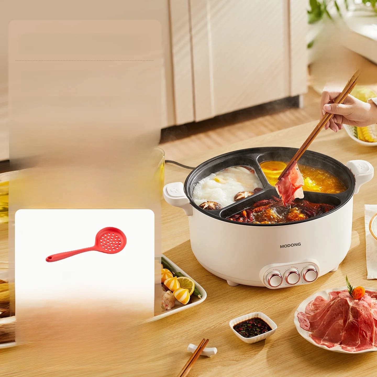 Sähköinen hot pot -jakajapata 6L-8L, 220V, 5-6 hengelle