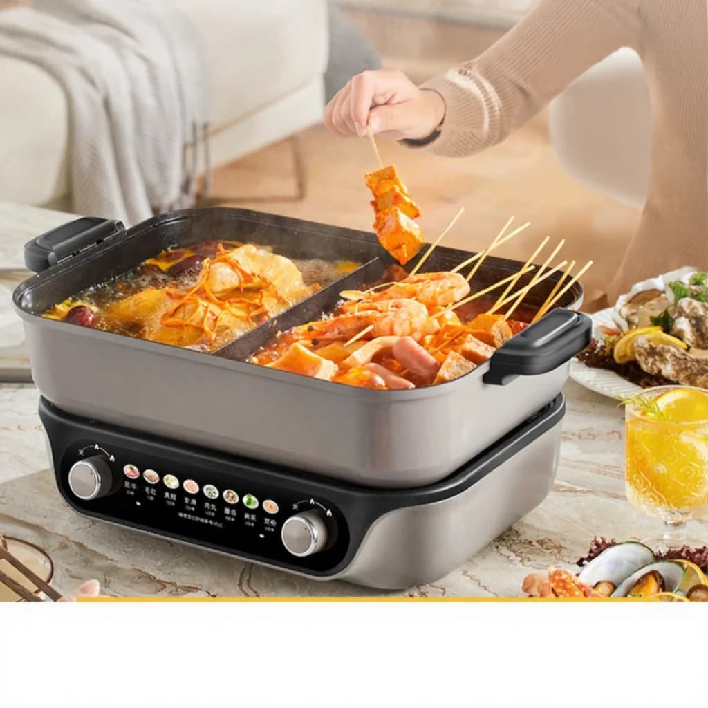 Sähköinen jaettu hot pot, kaksoisnuppiohjaus, 8L, musta
