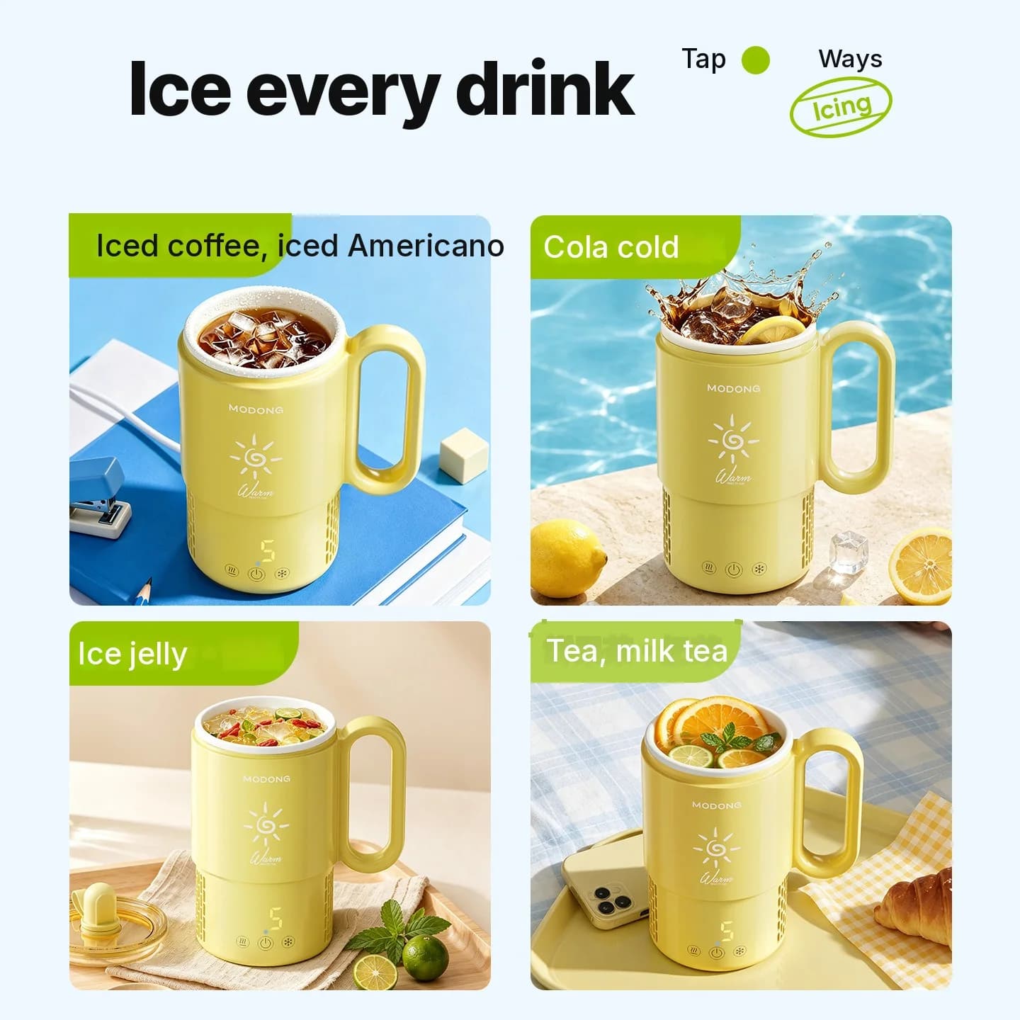 Mini jäähdytys- ja lämmitysmuki 450mL 36W kosketusohjaus