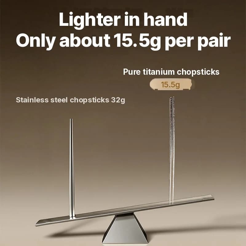 Puhdasta titaania oleva syömäpuikkosetti, 5 paria, 23cm, peilikiillotettu