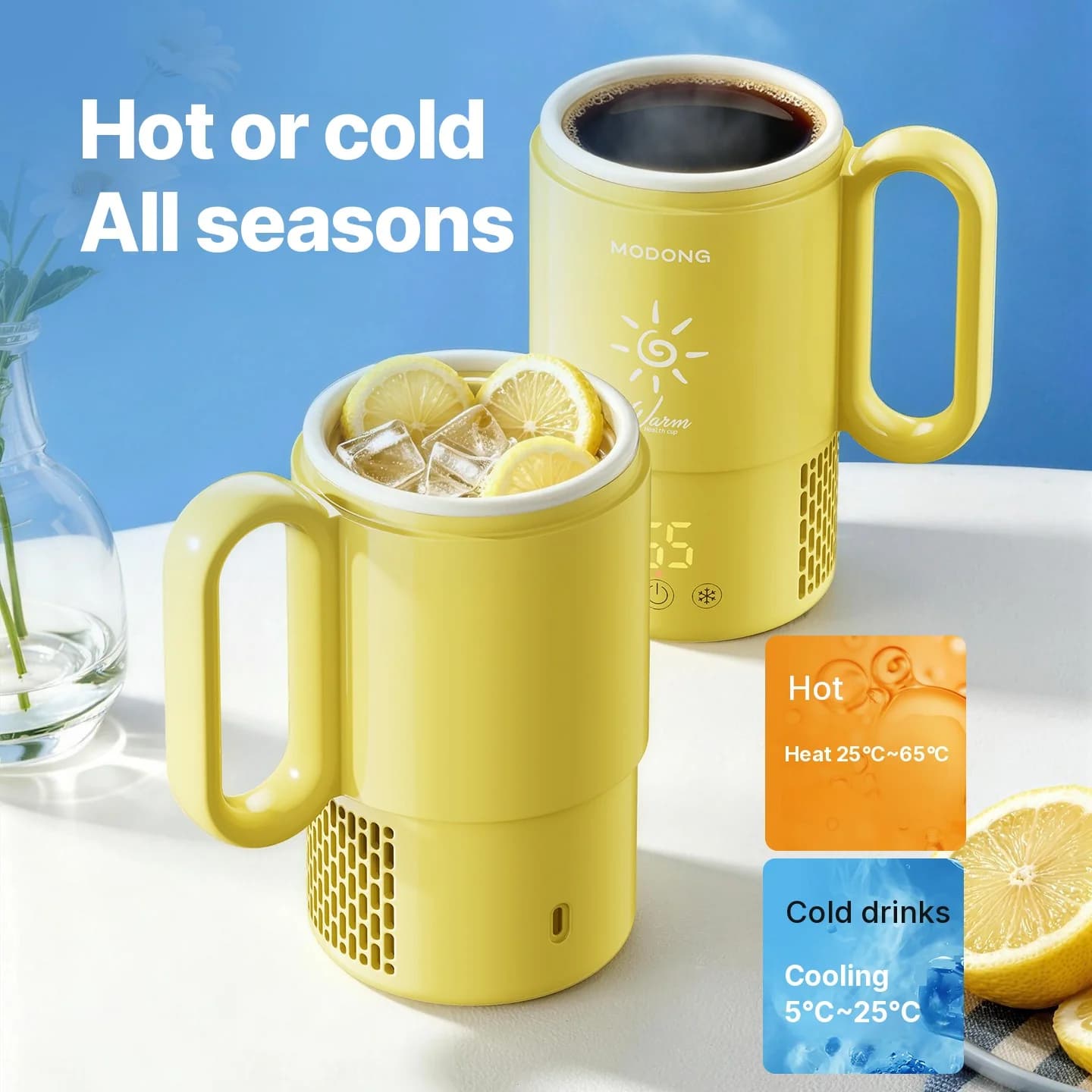 Mini jäähdytys- ja lämmitysmuki 450mL 36W kosketusohjaus