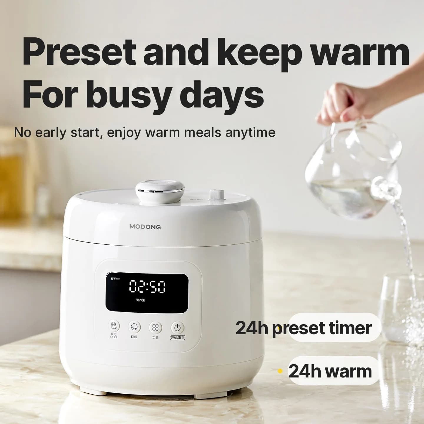 4L sähköinen painekeitin keraamisella vuoalla, 800W, 17-24H ajastin