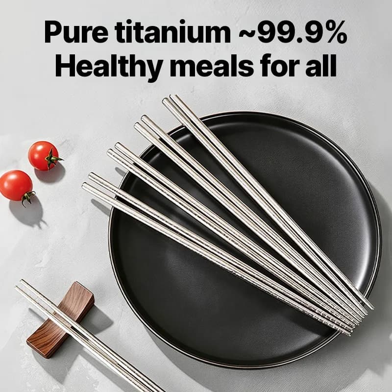 Puhdas titaaninen syömäpuikkosetti kotiin, 5 paria