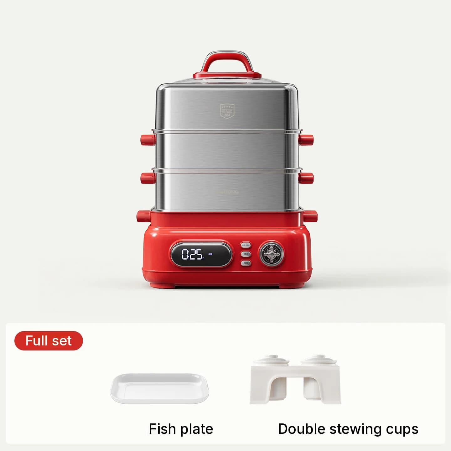 Sähköinen ruostumattomasta teräksestä valmistettu 3-tasoinen höyrykeitin 18L 220V 1500W