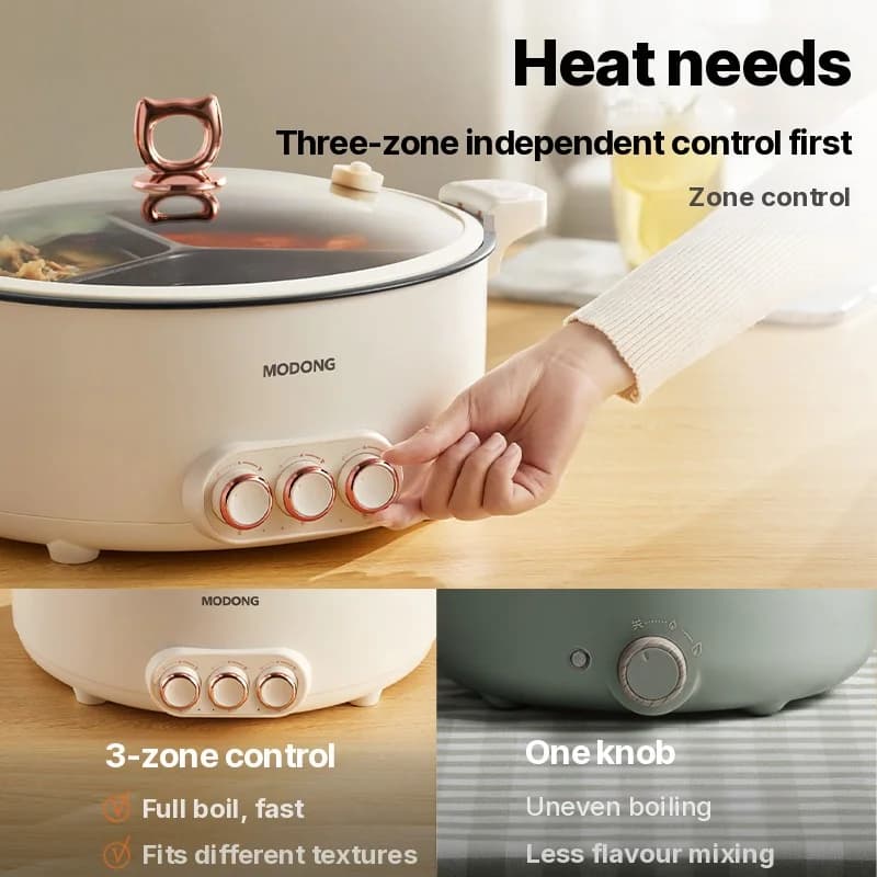 Sähköinen hot pot -jakajapata 6L-8L, 220V, 5-6 hengelle