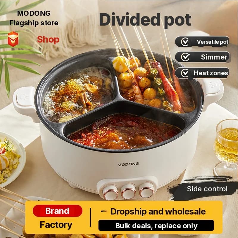 Sähköinen hot pot -jakajapata 6L-8L, 220V, 5-6 hengelle