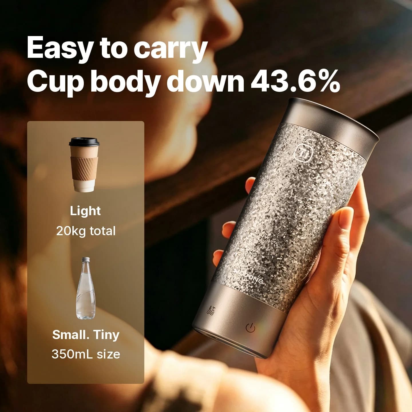Titaaninen kannettava sähköinen lämmityskuppi 350ml lahjapakkaus