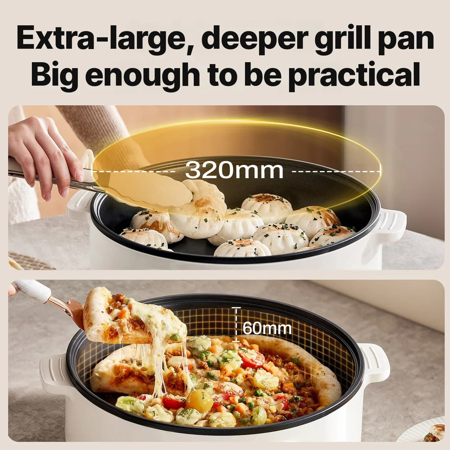 Sähköinen kaksipuolinen kuumennettava grilli 4L, tarttumaton, 1800W