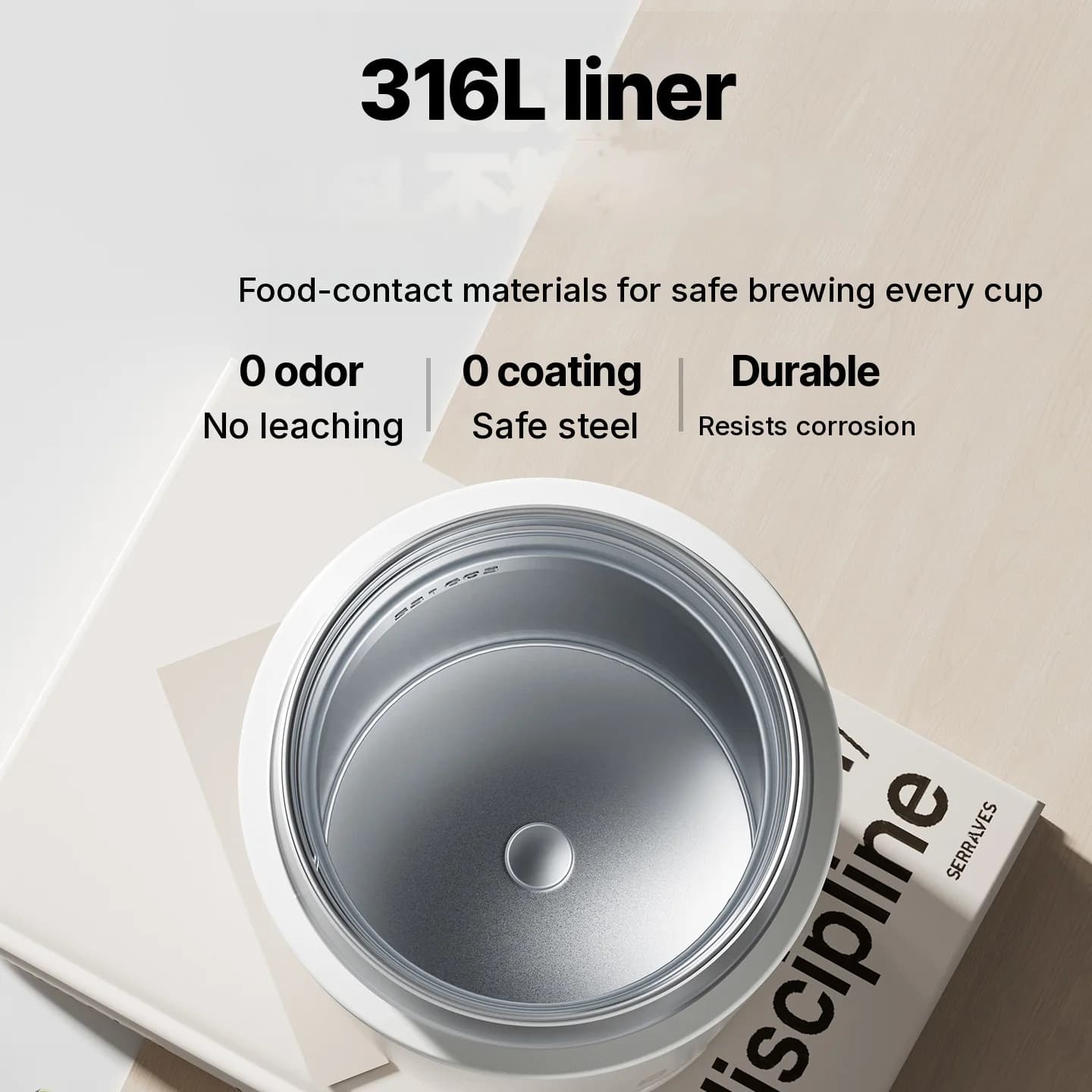 Kannettava sähköinen vedenlämmityskuppi 350ml 316L ruostumaton teräs