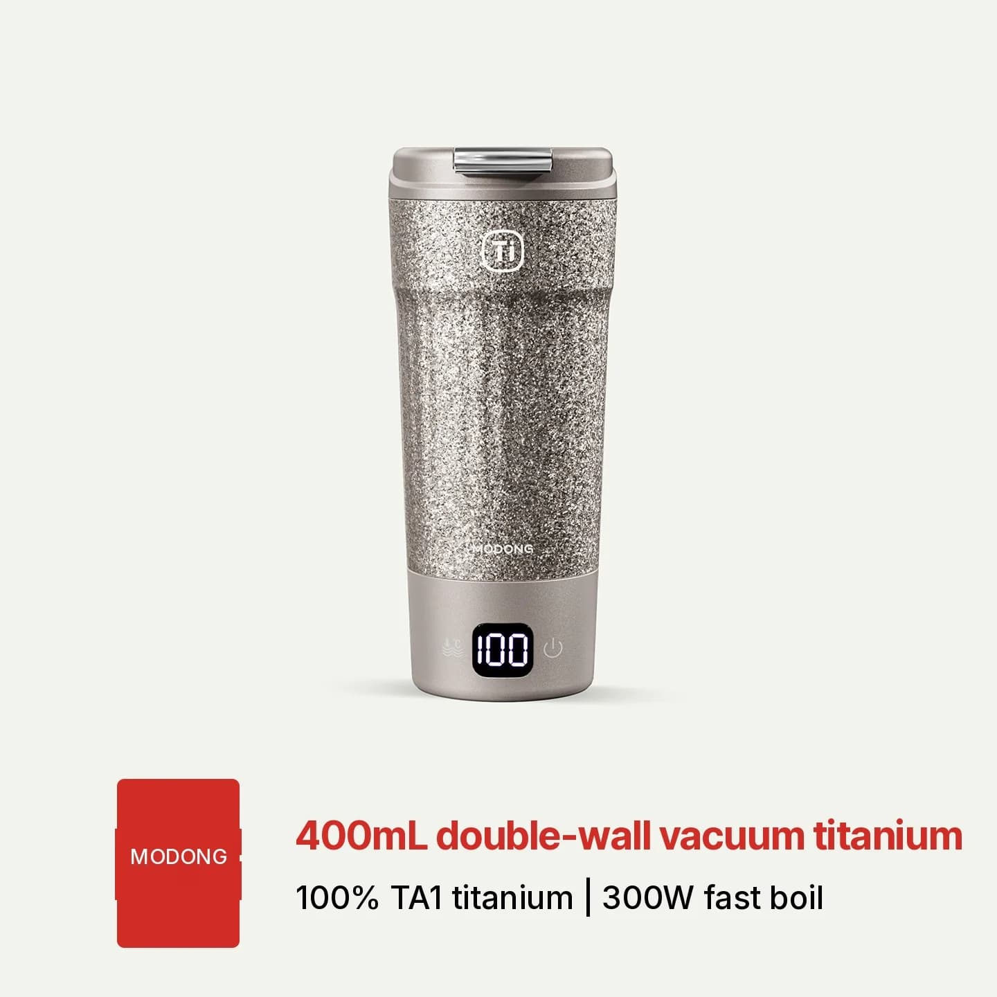 Kannettava titaaninen sähköinen lämmityskuppi 400ml lämpötilanäytöllä