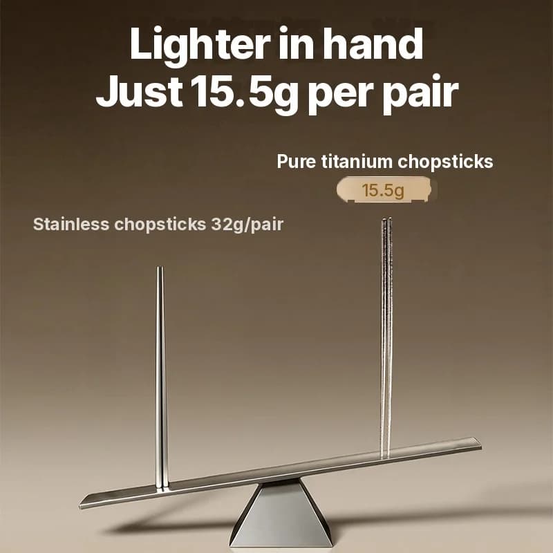 Puhtaat titaaniset syömäpuikot, 5 paria, 23 cm, peilikiillotettu