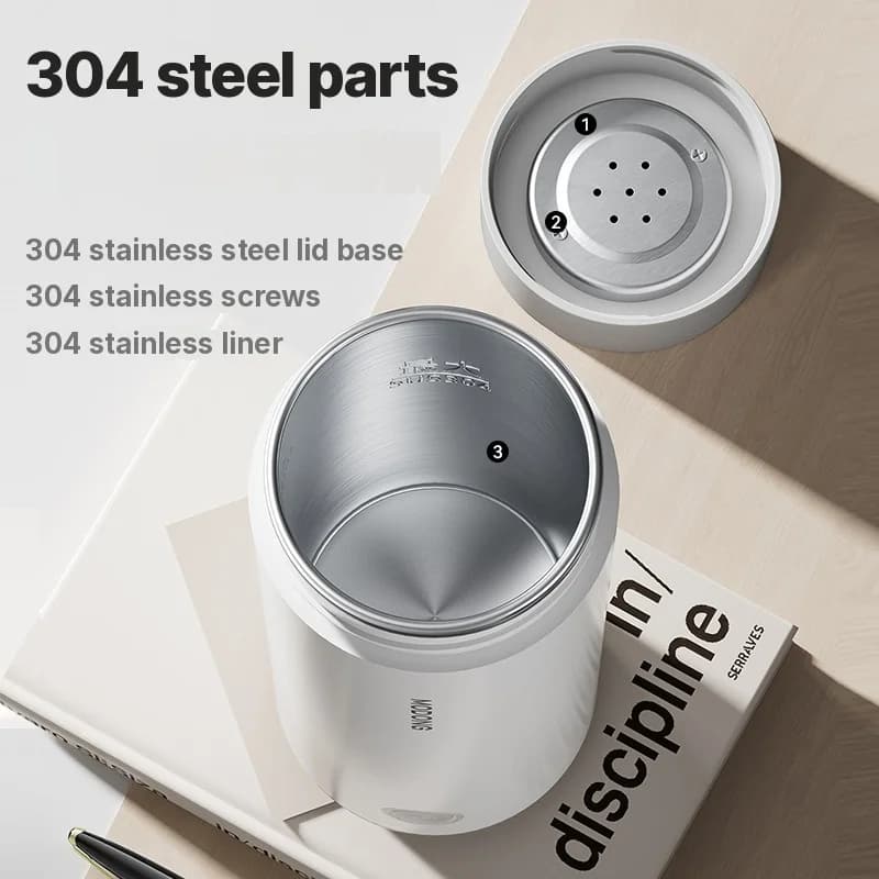 Kannettava sähköinen vedenlämmitin, 304-teräs, 300 ml