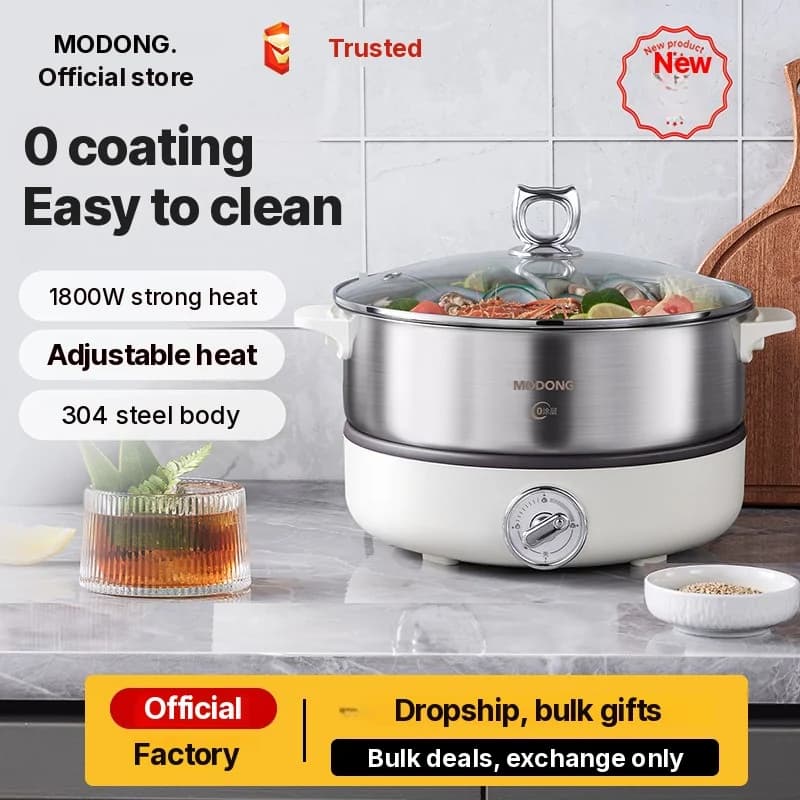 Jaettu sähköinen hot pot, ruostumattomasta teräksestä valmistettu sisäastia 1500W