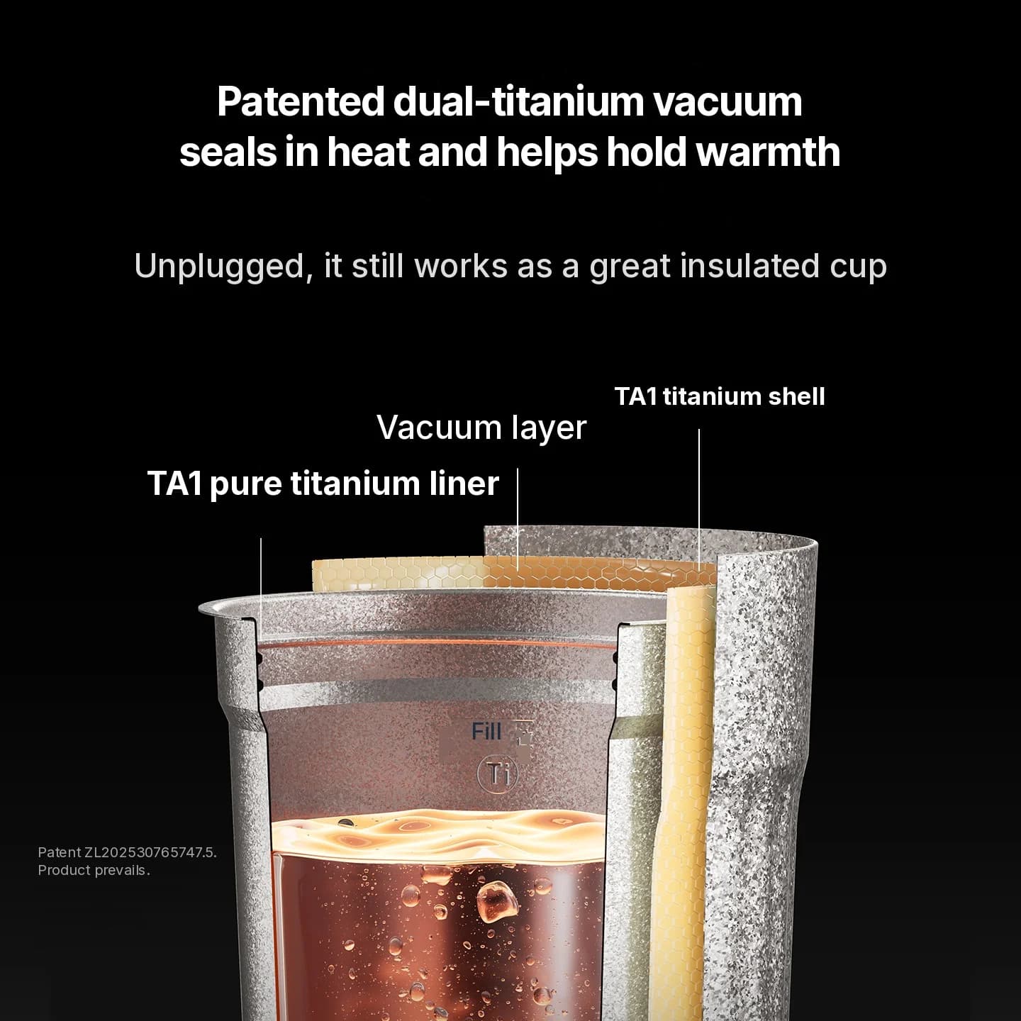 Kannettava titaaninen sähköinen lämmityskuppi 400ml lämpötilanäytöllä
