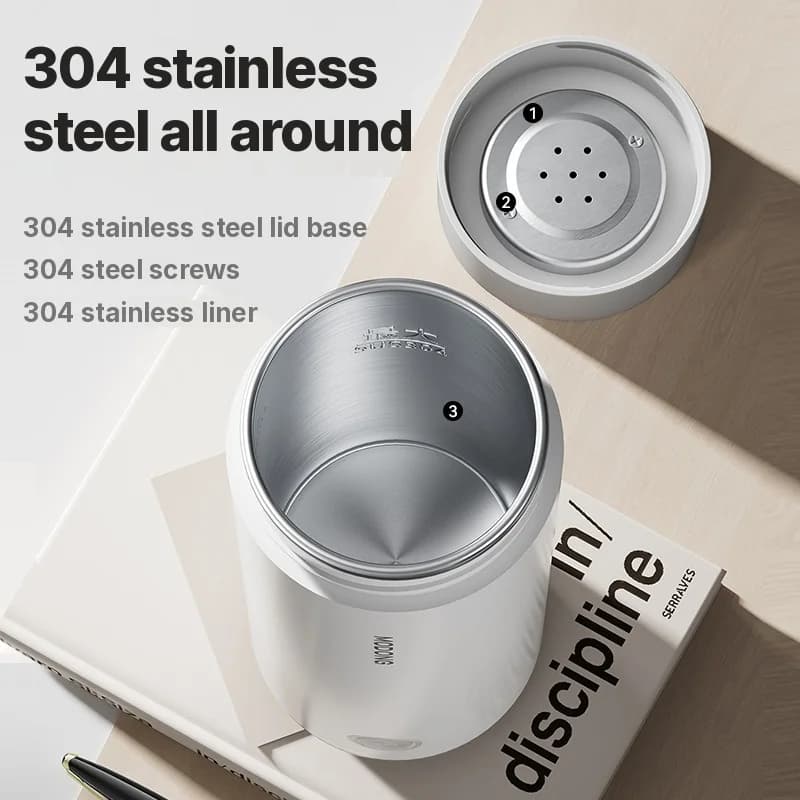 Kannettava sähköinen lämmityskuppi 304 ruostumaton teräs 300ml 220V