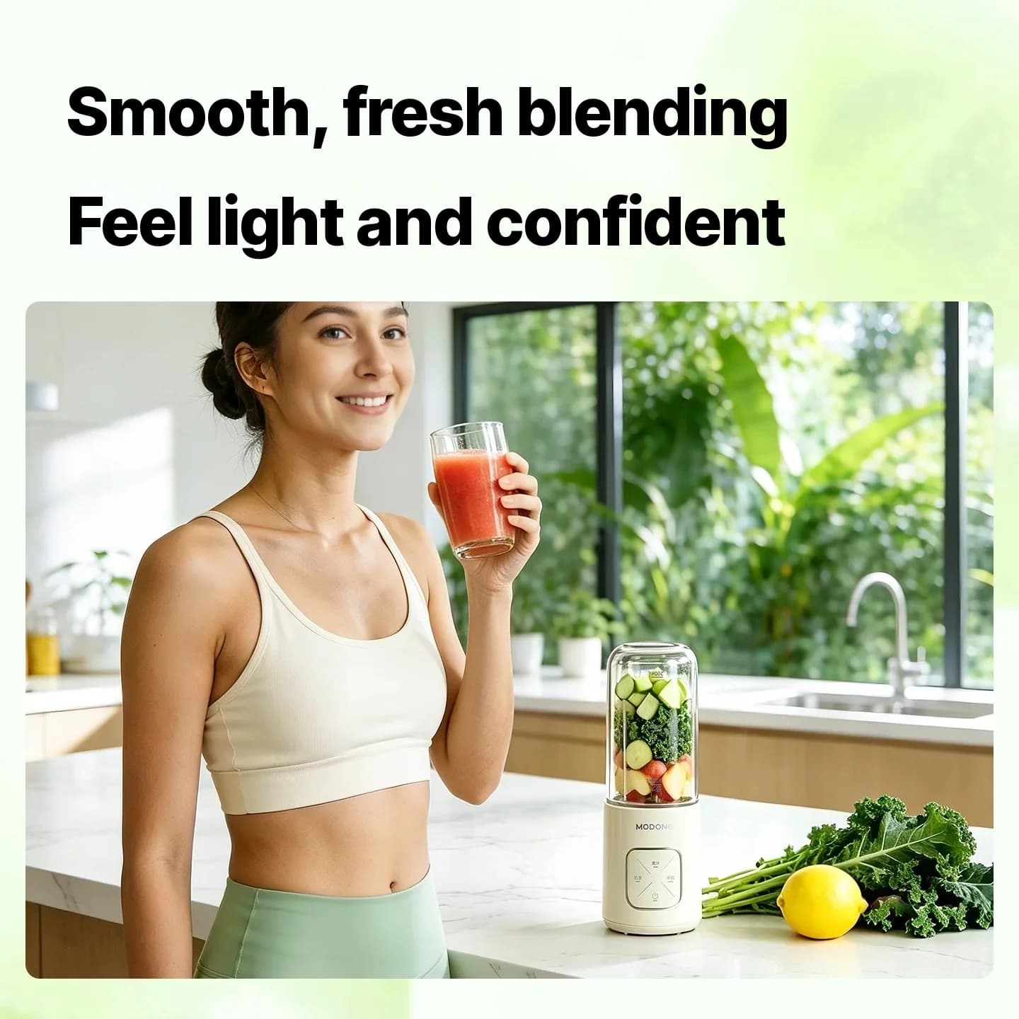 Kannettava langaton tehosekoitinmuki mehuun ja smoothieihin