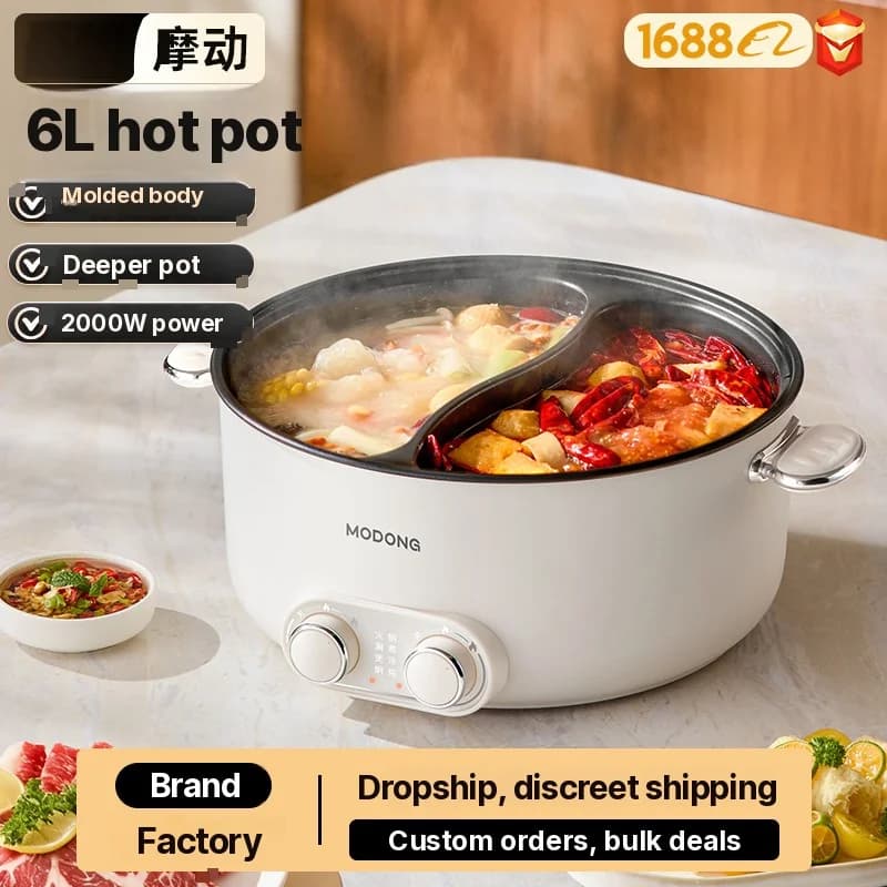 6L kaksivyöhykkeinen sähköinen hot pot itsenäisellä lämpötilansäädöllä