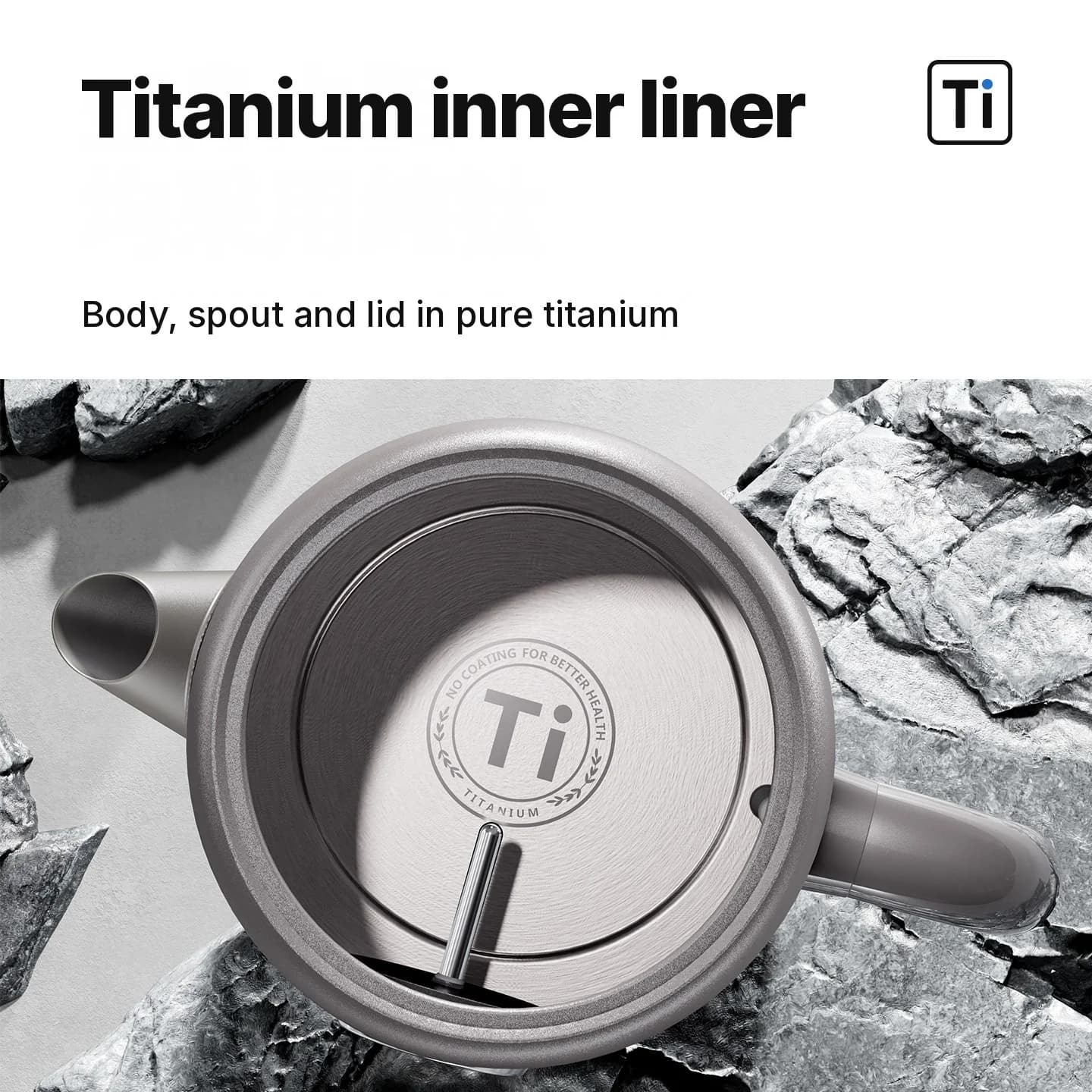 Puhdas titaaninen sähköinen vedenkeitin 1.8L lämpötilanäytöllä