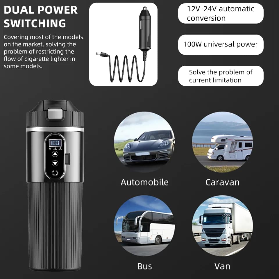 500 ml 12V/24V sähköinen lämmityskuppi